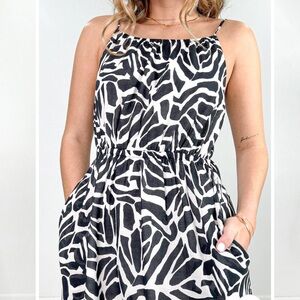 Black and White Geo Print Dress